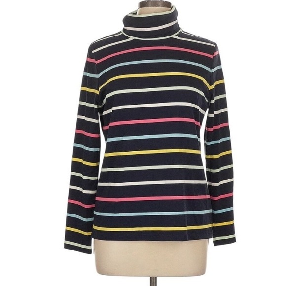 Talbots Lucia Stripe Turtleneck Top Womens Plus X Navy Blue Multi Long Sleeve - Picture 3 of 5